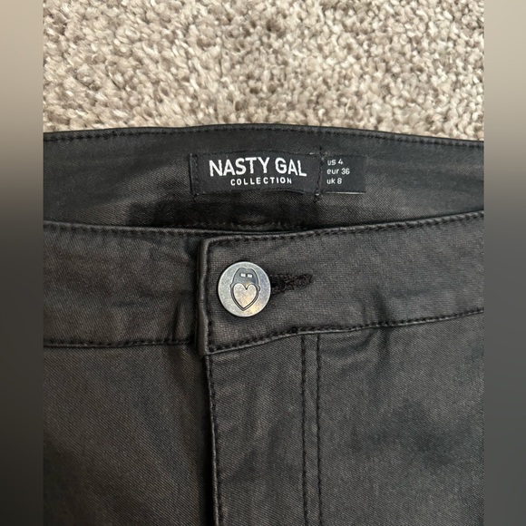 NASTY GAL Black Coated High Waist Pants - Picture 4 of 8